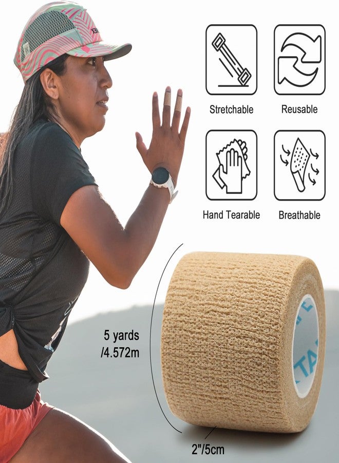 اوك تيب ضمادات لاصقة ذاتية من OK TAPE، عبوة من 24 قطعة، شريط لاصق غير منسوج للضمادات الرياضية، شريط ضمادات بيطرية، للإبهام والأصابع والمعصم والكاحل (بيج) - Image 2